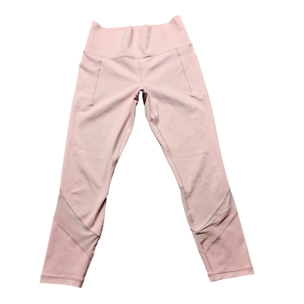 Athleta Salutation Stash Mesh Tight Pink High Rise Leggings Size M 7/8 Yoga Pant